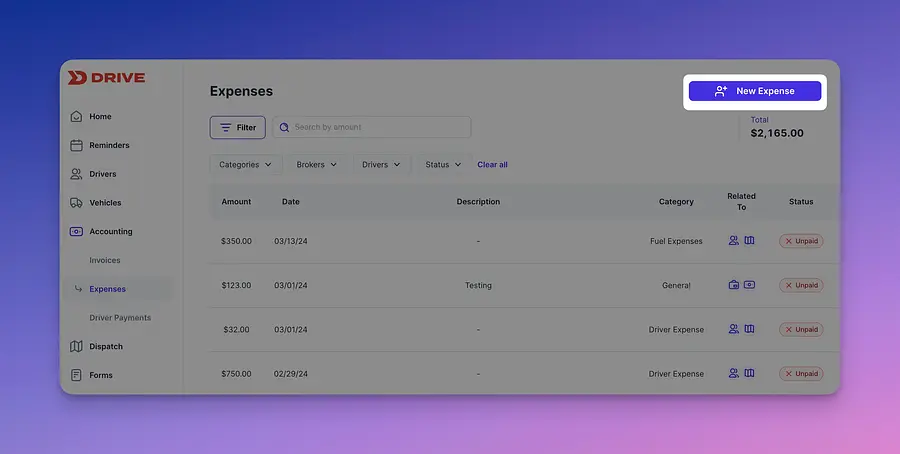 Expenses Tab